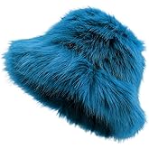 Reyox Women Winter Fuzzy Bucket Hat Warm Solid Color Faux Fur Fisherman Cap