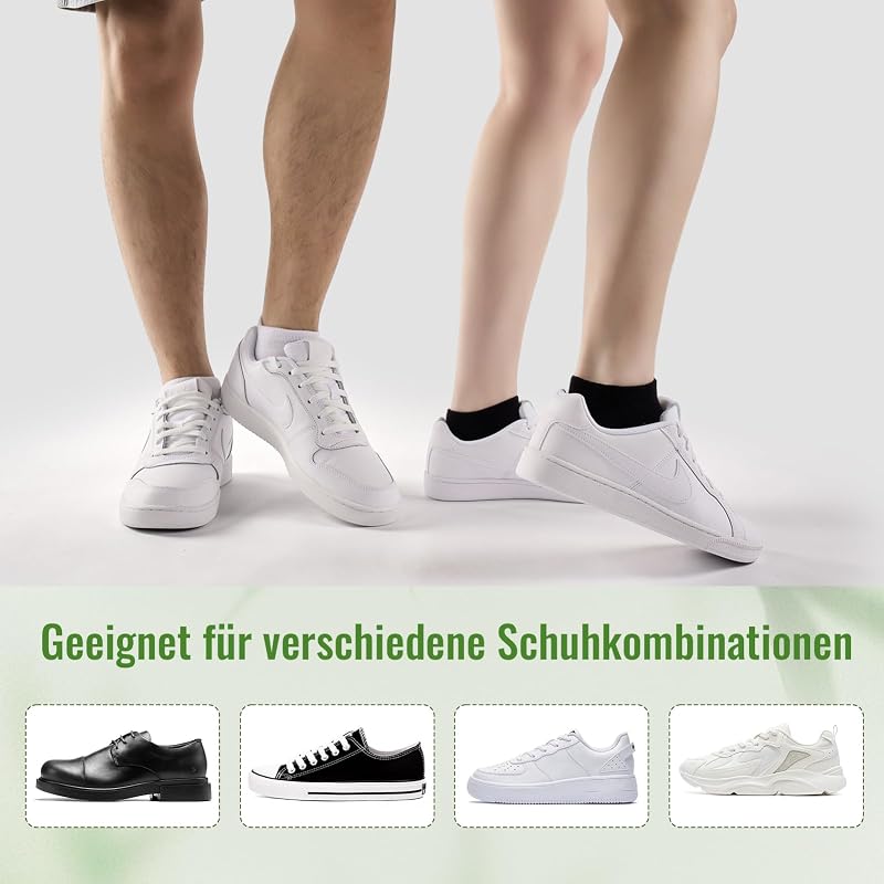 Bambus Sneaker Socken Herren Damen 10 Paar – Atmungsaktive Anti-Geruch Kurze Socken, Antibakterielle Sommer Sneakersocken Sportsocken Halbsocken Bambussocken, Schwarz 43-46