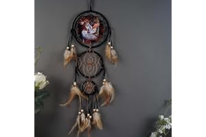 Triple Circles Wolf Eagle Bear Canvas Printing Dream Catcher Bedroom Wall Decor, Christmas Home Decoration,Widelife Wall Decoration Feather Decoration Remorlet (Owl)
