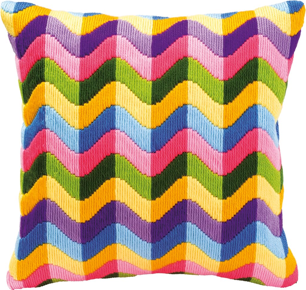 Vervaco Bold Geometric Style Long Stitch Cushion Kit 2, Multi-Colour