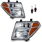 Vizotae Headlights for for 2005-2008 Nissan Frontier | Headlights Assembly for 2005-2007 Nissan Pathfinder, For Halogen Type Models Only with High/Low Beam Bulbs, Black Housing