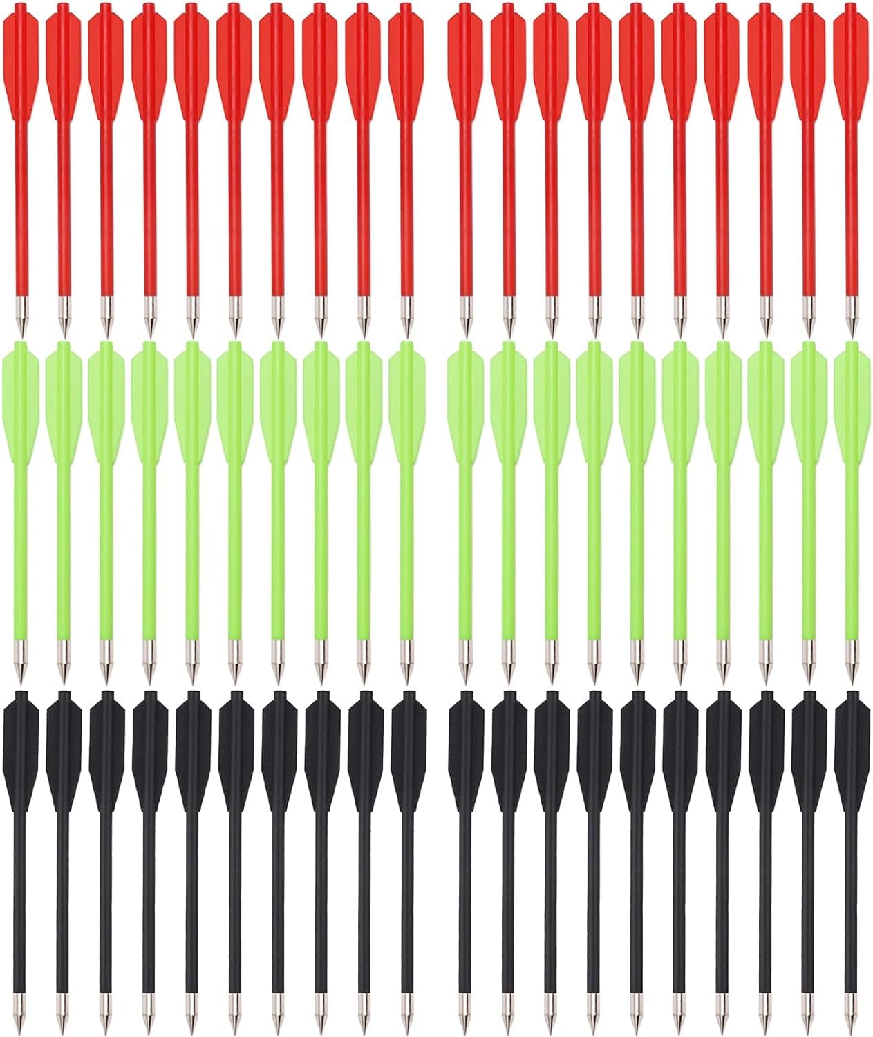 60PCS 6.3 Inch 50-80LB Mini Archery Crossbow Bolts Arrows Set with Sharp Metal Tip, Reusable Durable Arrow Dart for Shooting Target Practice, Small Hunting, Outdoor Fishing