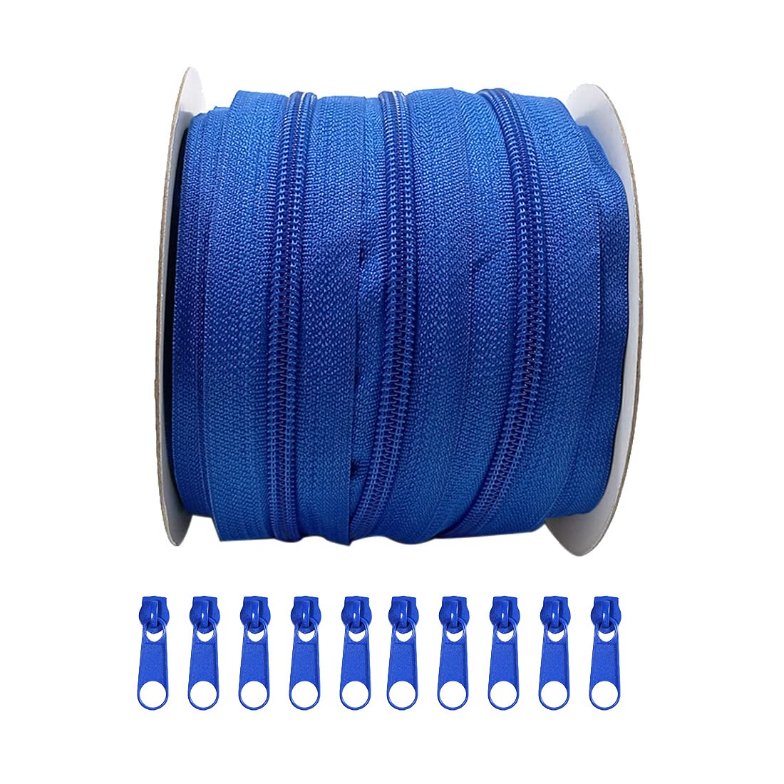 10 Meters Roll Continuous Nylon Zipper 3#, with 5 Metal Sliders, Sewing Zippers and Sliders, (3232, 3#)