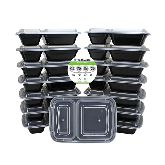 Freshware Meal Prep Containers [15 Pack] 2 Com...