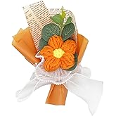 YUNBIAOSEN Crochet Flowers Bouquet Handmade Knitted Bouquet Crochet Flower Kit Knitted Fake Puff Flower, Gift for Mother Wife on Birthday Anniversary (Orange)