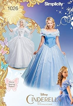 Simplicity 1026 Größe H5 Disney Cinderella und läßt Gute Fee Kostüme Schnittmuster, Mehrfarbig