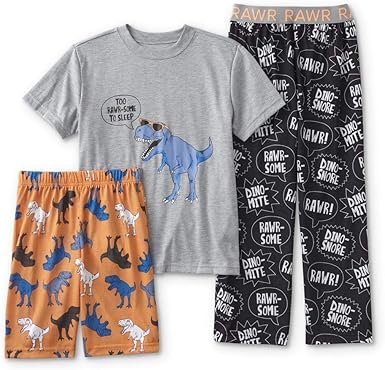 Amazon.com: Joe Boxer Pajama - Camisa para niño, pantalones y pantalones cortos, talla grande, color gris y negro: Clothing