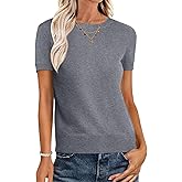 ANRABESS Womens Short Sleeve Sweaters Wool Blend Crew Neck Sweater Shirts Business Casual Work Tops 2026 Summer Outfits