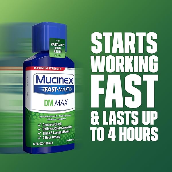 MUCINEX DM MAX LIQUID COUGH & COLD MEDICINE FOR ADULTS, COLD AND FLU MEDICINE FOR EXCESS MUCUS RELIEF, GUAIFENESIN & DEXTROMETHORPHAN EXPECTORANT & DECONGESTANT FOR ADULTS, DR RECOMMENDED, 6.0 FL OZ