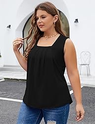 KTILG Black Sleeveless Tops for Women Casual Summer