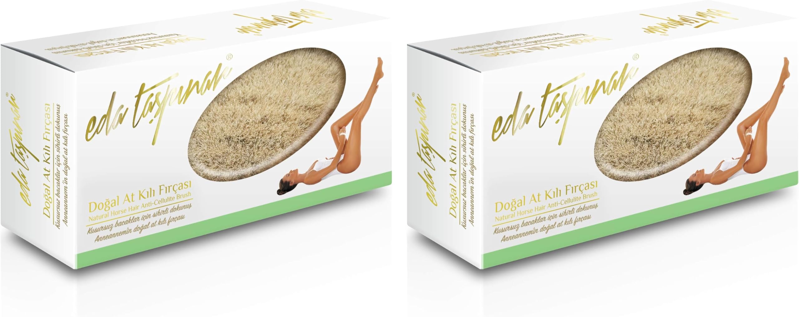 Eda Taspinar Dry Brush Natural Horsehair Anti-Cellulite: Magic Touch for Perfect Legs & Fit Body - Exfoliates, Improves Lymphatic Function, Softer Skin in Just A Few Weeks, 2 Brushes