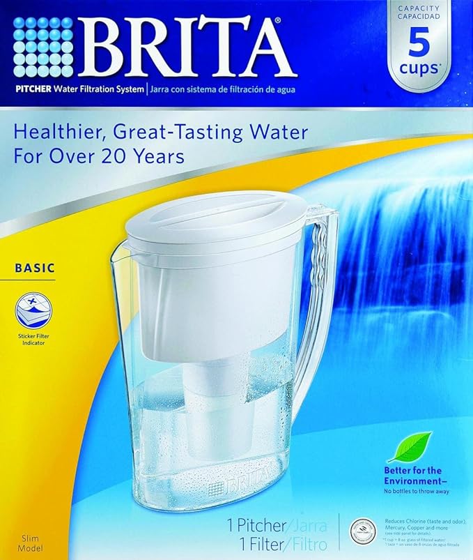 Brita 5C Slim Pitcher, 5 Cup, White Home & Kitchen
