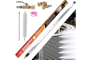 FREEYOU 40" Radiator Cleaning Wand for Car,Truck and Other Vehicles,Water and Air Dual-Use 4500 PSI Pressure Washer Tool With 25° Fan Nozzles,2 Connectors,Cleaning Brush,and Sealing Tape