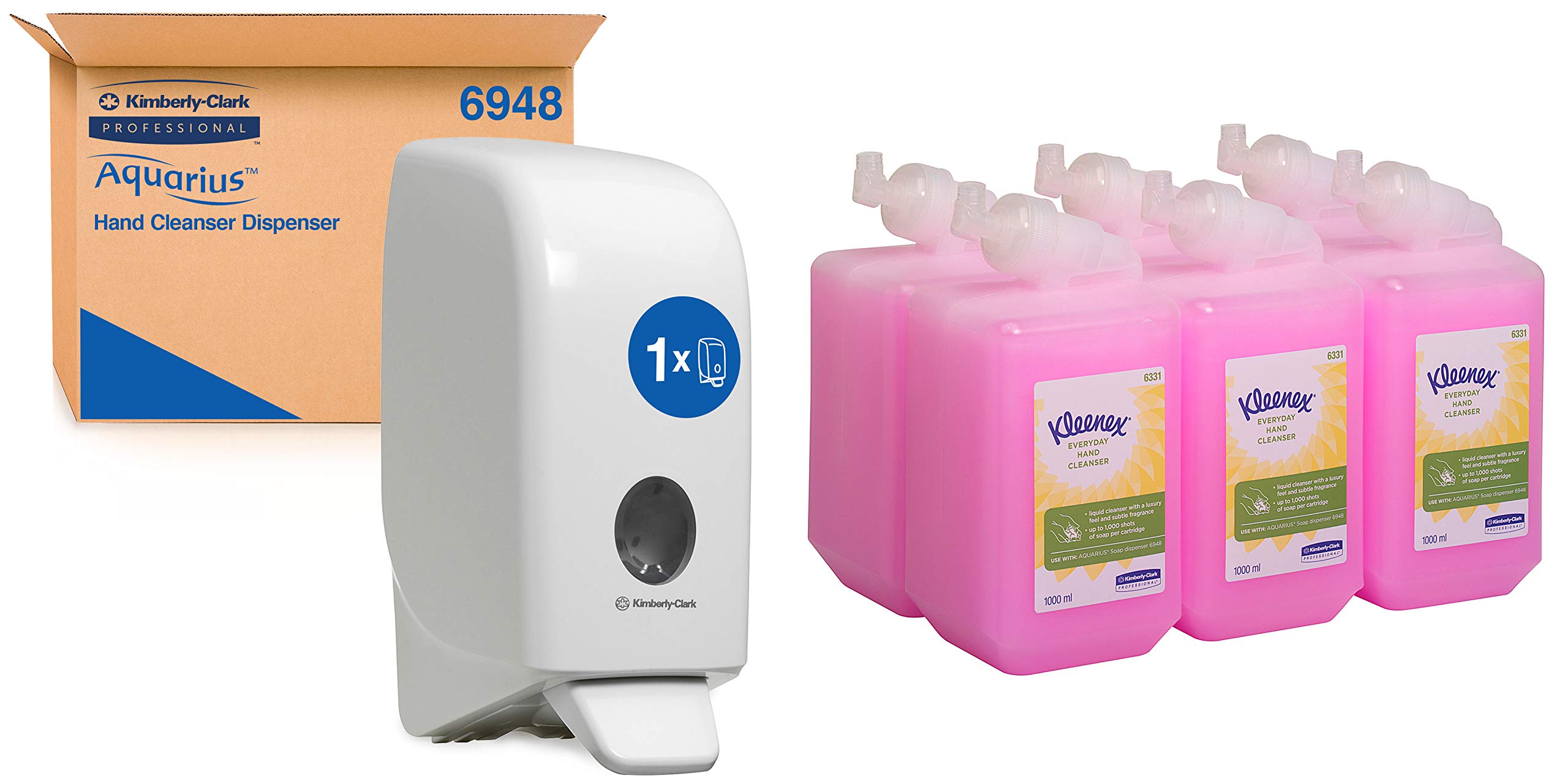 Aquarius Hand Cleanser Dispenser 6948 - 1 x White Wall Mounted Hand Wash Dispenser (Suitable for 1 Litre Refills)