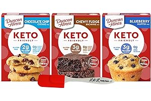 L&L FAMILY STORE 3 PCS Keto Friendly Baking Mixes | Chewy Fudge Brownie, Blueberry Muffin and Chocolate Chip Cookie | Keto Snacks & Treats | Low Sugar Gluten Free Baking Mixes | Bundled with Bonus L&L Mini Spatula