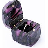 RWA Handmade Purple Resin Wooden Ring Box – Engagement & Proposal Ring Bearer Box, Unique Display Case for Wedding & Anniversary, Valentines Day Gift - METEORITE
