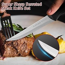 Ruffulon Steak Knife Set Of 4,Steak Knives,Serrated