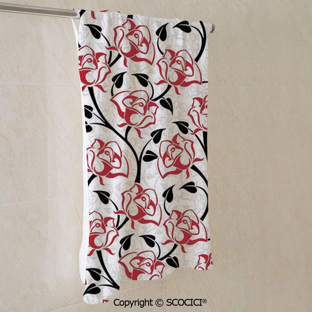 YOLIYANA Cotton Fiber Bath Towel for Kids Romantic Roses Lovers Fragrance Feminine Blooms Valentines Anniversary Towels for Beach Bath Athletic or Kitchen (Bath Towel 27.5"x55")