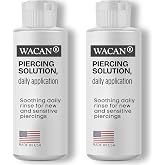 WACAN Gentle Daily Piercing Solution - Soothing Saline Rinse for New Piercing Aftercare - Sea Salt Piercing Cleaner for Sensitive Skin (4 Fl Oz (Pack of 2))