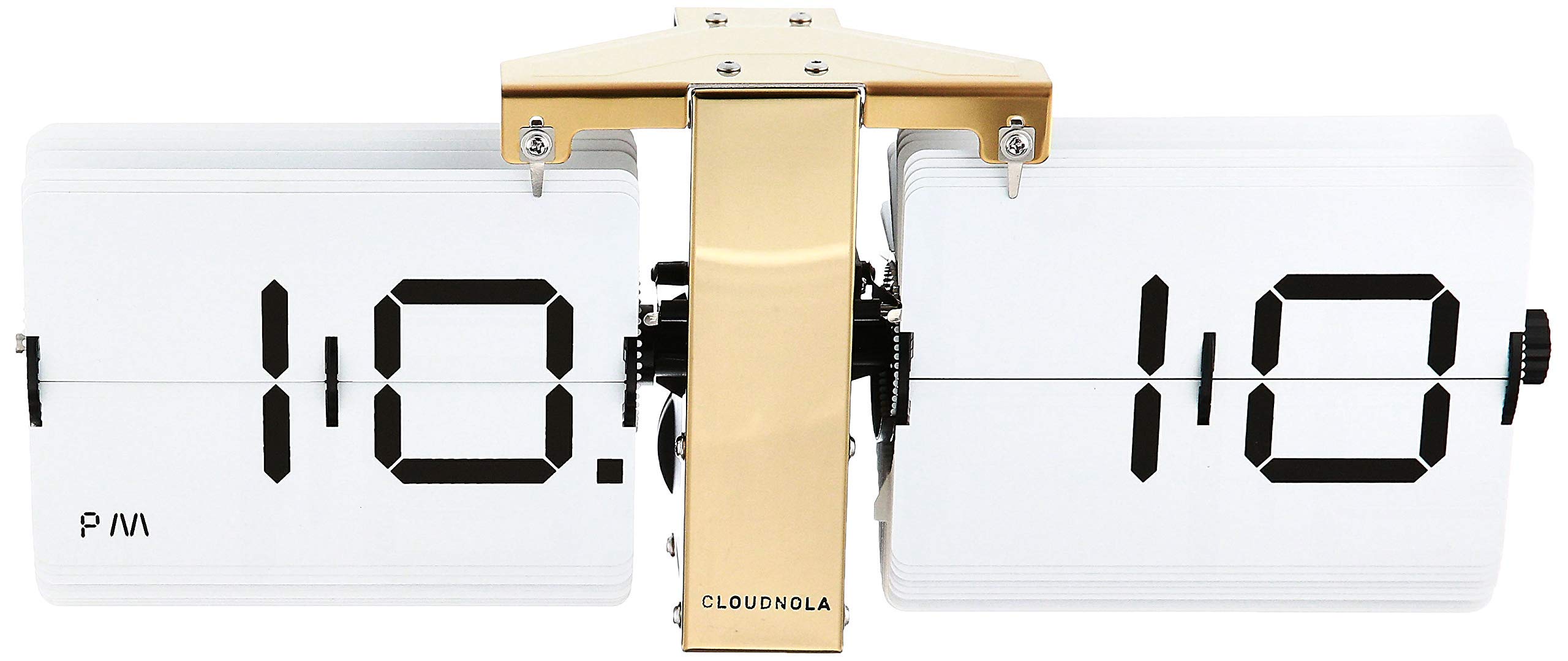 Buy Cloudnola Flipping Out Wall and op Flip Clock, White and Gold, Battery Operated Digital