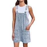 BerryGo Women's Denim Overall Dress Jean Sleeveless Mini Pinafore Adjustable Straps Overall Dress With Pocket