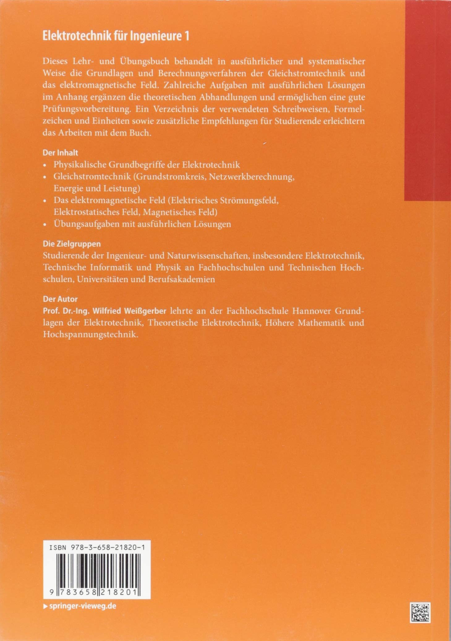 Elektrotechnik Fur Ingenieure 1 Gleichstromtechnik Und Elektromagnetisches Feld Ein Lehr Und Arbeitsbuch Fur Das Grundstudium Amazon De Weissgerber Wilfried Bucher