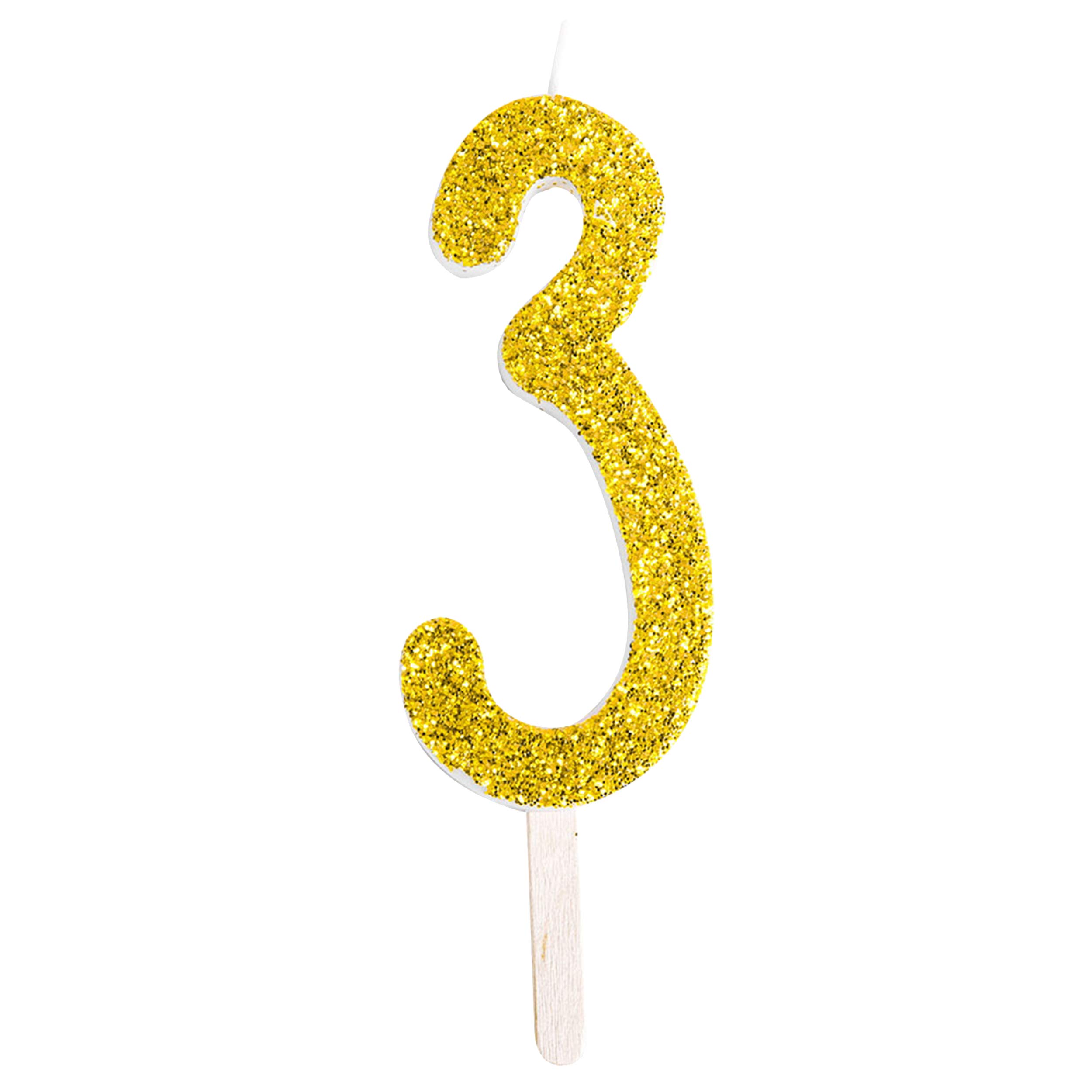 PME Gold Glitter Number Candle 3