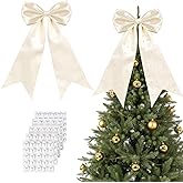 Riceshoot Christmas Large Bows Decorations with Pearl Stickers for Christmas Tree Topper Backdrop Birthday Party Room Wall Decor 16 x 32'' Wedding Bow with Long Tails for Bridal Anniversary