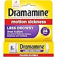 Dramamine Motion Sickness Less Drowsy, Travel Vial, Multicolor, 8 Count