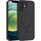 BENTOBEN for Carbon Fiber iPhone 12 Case/iPhone 12 Pro Case with MagSafe, Magnetic Phone Case iPhone 12/12 Pro Slim Fit Shockproof Women Men Protective Cases Cover for iPhone 12/12 Pro 6.1", Black