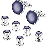 ORAZIO Cuff Links Mens Stainless Steel Cuff Links and Studs Set Gold Black Cufflinks for Men Tuxedo Studs Buttons for Formal Kit Business or Wedding Shirts