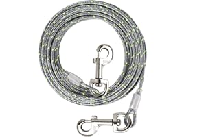 HaiYUAN Dog Tie Out Cable 10/15/20/30FT Dog Run Cable Orange/Grey Tie Out Cable for Dogs with Durable Superior Clips Dog Cable for Large Dogs Heavy Duty for Outside Hold Large Dogs Up to 100LBS