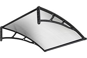Yescom 40"x40" Door Window Awning Whole One-Piece Polycarbonate Anti-UV30+ Cover Front Door Outdoor Rain Snow Sunlight Protection Hollow Sheet Patio Yard Door White Board