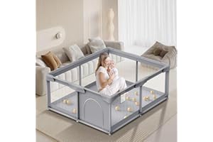 POUDEE Baby Playpen, Playpen for Babies and Toddlers, Sturdy Safety Baby Play Yards Indoor & Outdoor, Play pens for Babies and Toddlers, Baby Fence