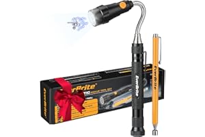 EverBrite 2-Piece Magnetic Pick Up Tool Set, Telescoping 360 Swivel Extensible Magnet Tool with LED Light, Gift for Dad, Mom, Husband, Birthday, Mechanic & Garage Tool