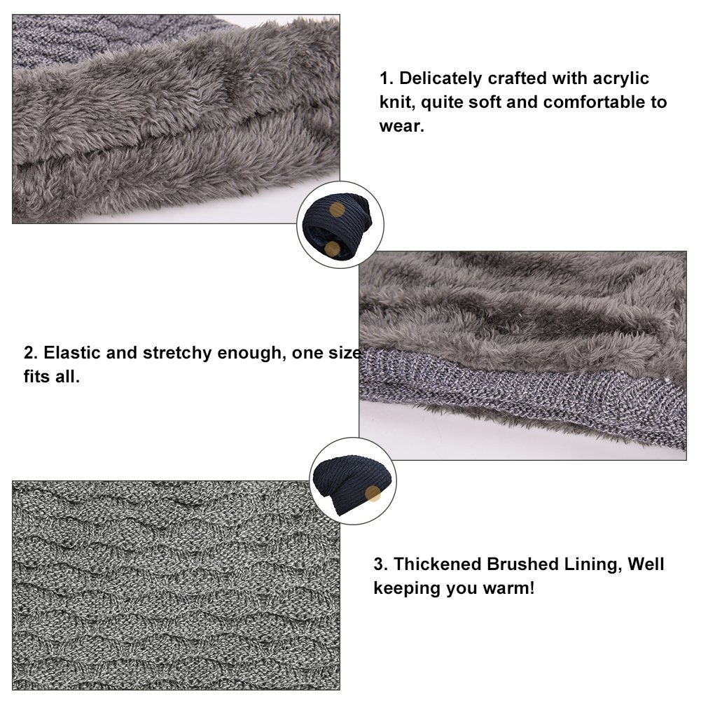 Vbiger Beanie Cappello in Maglia Cappelli Invernali Berretti in maglia Cappello Invernale Beanie Unisex Caldo Cappello per Sci/Bici/Moto