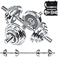 VIVITORY Fitness Dumbbells Set, Adjustable Weight Sets up to 11/22/44/66/110 lbs, with Metal Connecting Rod Used As Barbell, Chromed Weights, Hardcover Gift Box, Home Gym Work Out Training Equipment