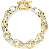 Mytys Link Bracelet for Women Gold and Silver 2 tone Circles Chain Wire Bangle Bracelets