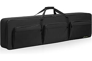 LASUK 88 key Keyboard Case (Size:54"x7"x13.5"), Keyboard Gig Bag Case with Adjustable Straps and 6-Pocket for Keyboard Accessaries, 88 key Electric Piano Keyboard Gig Bag