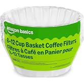 Amazon Basics Basket Coffee Filters for 8-12 Cup Coffee Makers, White, 200 Count, Packaging May Vary