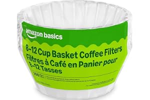 Amazon Basics Basket Coffee Filters for 8-12 Cup Coffee Makers, White, 200 Count, Packaging May Vary