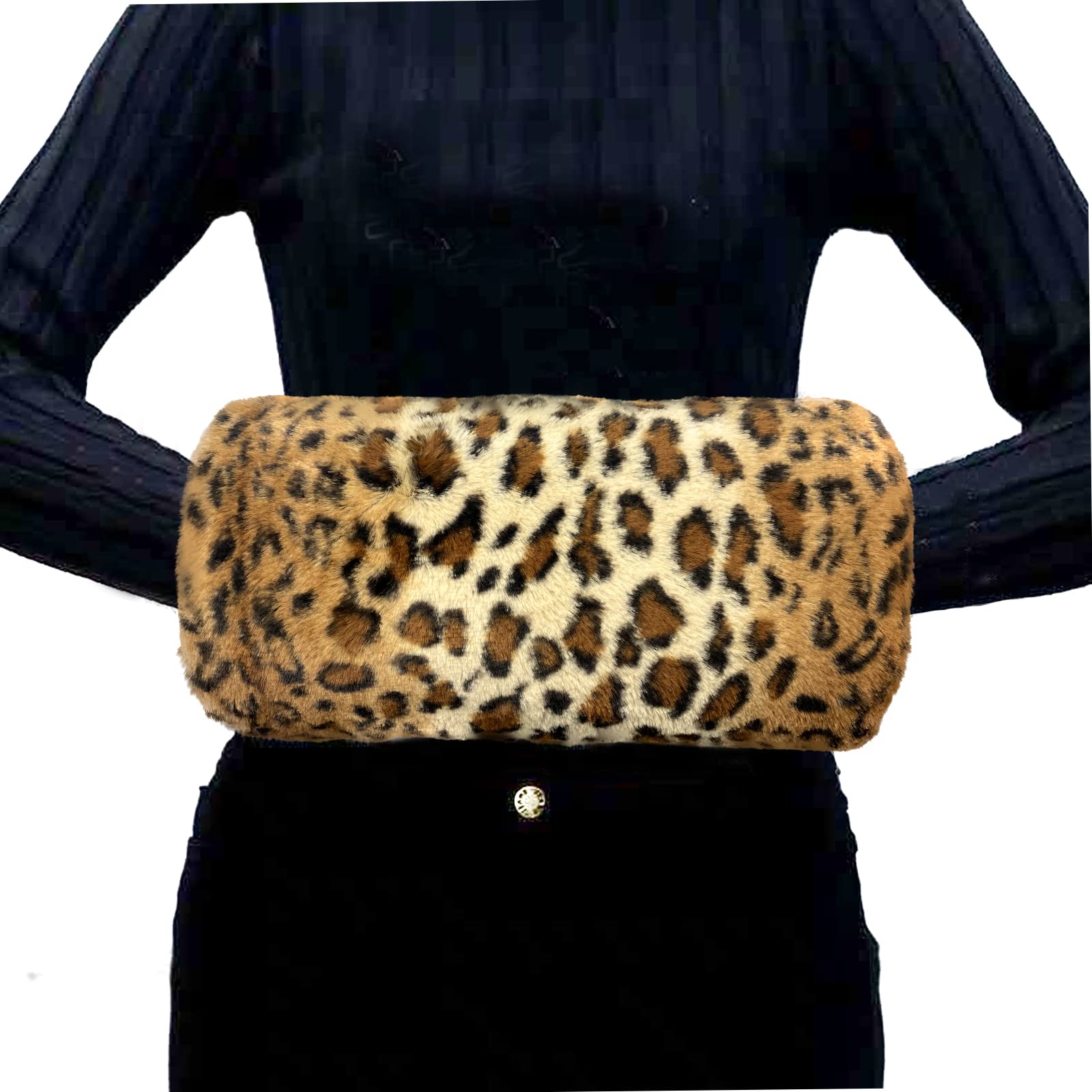 Women Handmuff, Faux Fur Hand Warmer Soft Hand Muffs Cosy and Comfortable Leopard Hand Warmmer for Winter