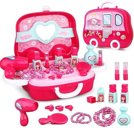 Idee Regali Di Natale Per Ragazze.Qiyun Idee Regalo Ragazza Giochi Per Bambini Giochi Di Ruolo Kit Di Gioielli Set Di Giocattoli Princess Suitcase Cosmetics Gift Regali Natale Amazon It Sport E Tempo Libero