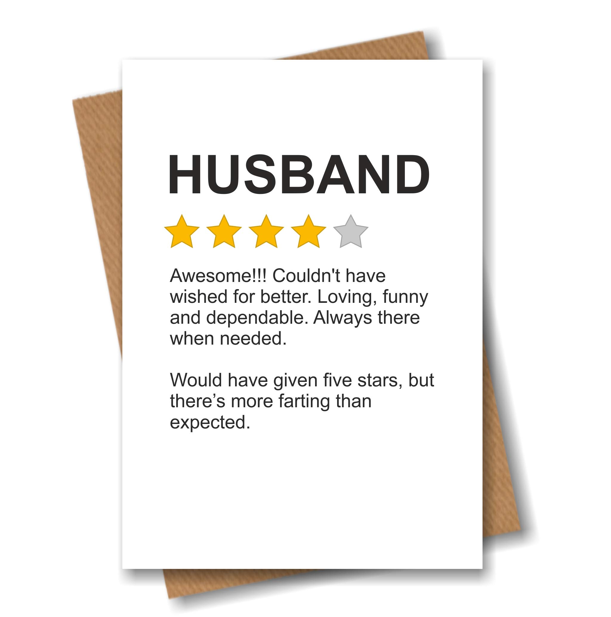 Funny Anniversary Card for Husband – Star Rating Review Message