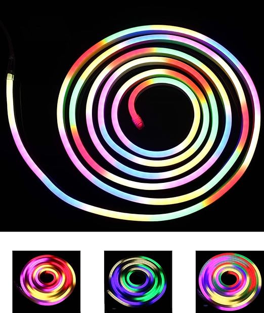 CITRA AC 220-240V Flexible RGB Neon Light Strip IP65 8-Mode Changing 120LEDs/m LED Rope Light with Remote (Multicolour)