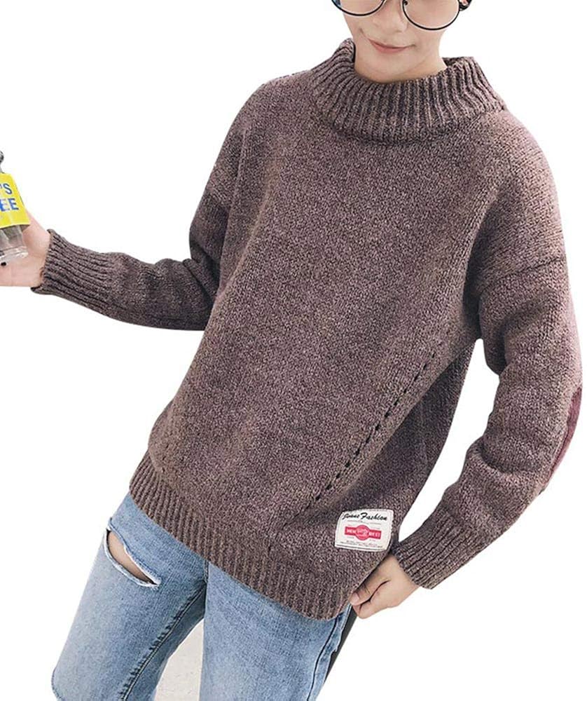 Amazon Habor メンズ セーター モックネック ニットセーター オーバーサイズ トップス カジュアル エルボーパッチ付き スクール セーター 通販