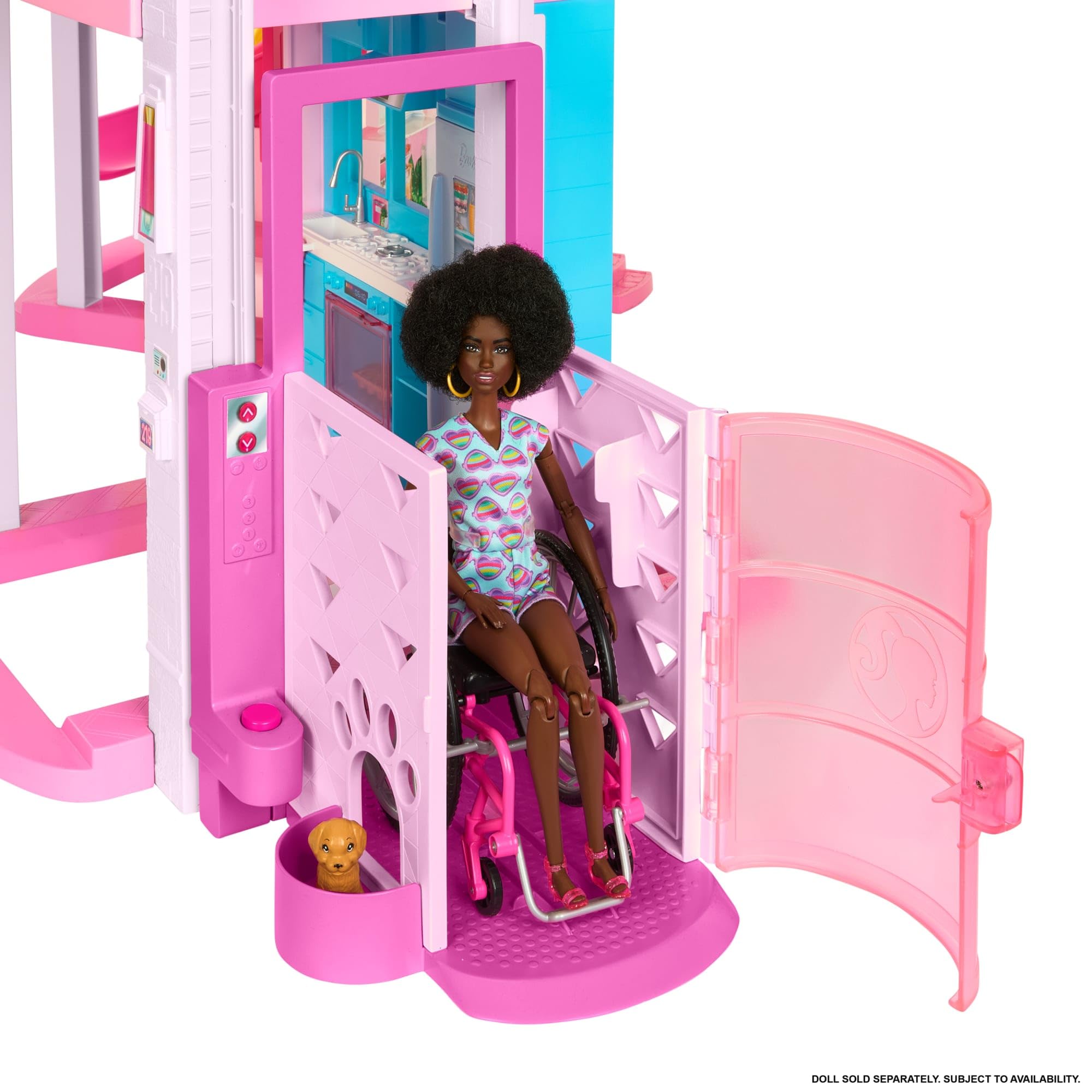 Barbie Dreamhouse, Pool Party Doll House with 75+ Pieces and 3-Story Slide, House Playset, Pet Elevator and Puppy Play Areas