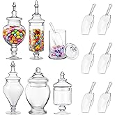 Mimorou 6 Sets Glass Apothecary Jars with Lids and Scoops 3 Styles Clear Candy Jars for Candy Buffets Candy Display Containers Bath Salt Container Cookie Crafts Bathroom Kitchen Storage (Simple)