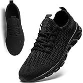 VLHGCG Womens Mens Running Shoes Black Tennis Sneakers Lightweight Gym Athletic Walking Sports Slippers Womans 11.5/Mans 10