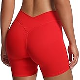 Aoxjox Roxxy Workout Biker Shorts for Women High Waisted Cross-Waist Crossover V Back Tummy Control Running Yoga Short 6"